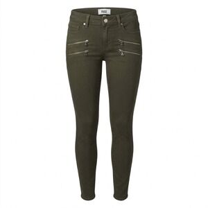 Paige Edgemont Women's 27 Ultra Skinny Coated Jeans Olive Green Double Zip - AC